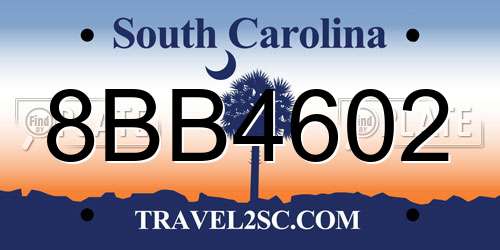 8BB4602 South Carolina License Plate