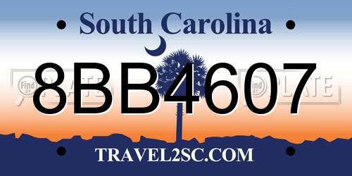 8BB4607 South Carolina License Plate