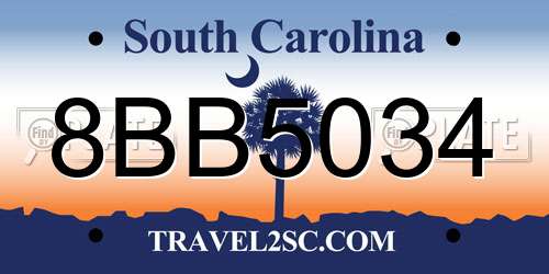 8BB5034 South Carolina License Plate