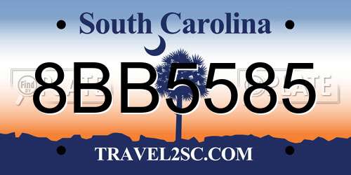 8BB5585 South Carolina License Plate