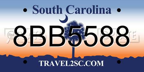 8BB5588 South Carolina License Plate