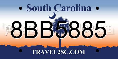 8BB5885 South Carolina License Plate