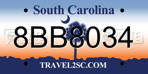 8BB8034 South Carolina License Plate