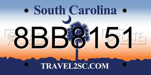 8BB8151 South Carolina License Plate