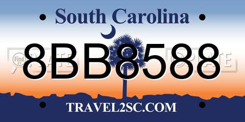 8BB8588 South Carolina License Plate