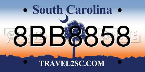 8BB8858 South Carolina License Plate