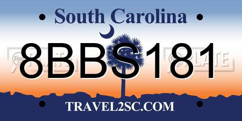 8BBS181 South Carolina License Plate