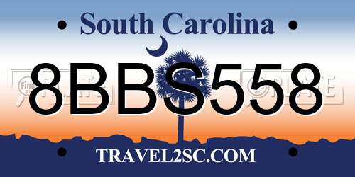 8BBS558 South Carolina License Plate