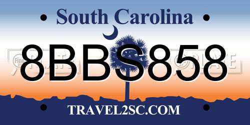 8BBS858 South Carolina License Plate