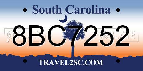 8BC7252 South Carolina License Plate