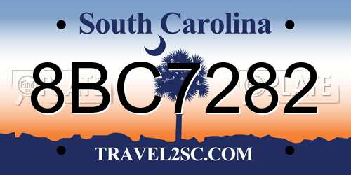 8BC7282 South Carolina License Plate