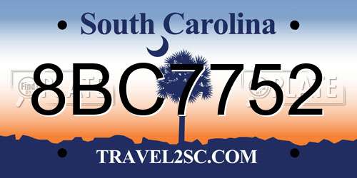 8BC7752 South Carolina License Plate