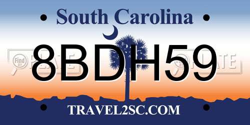 8BDH59 South Carolina License Plate