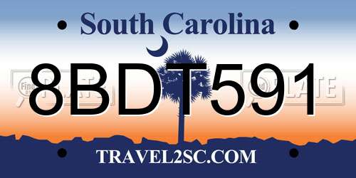 8BDT591 South Carolina License Plate