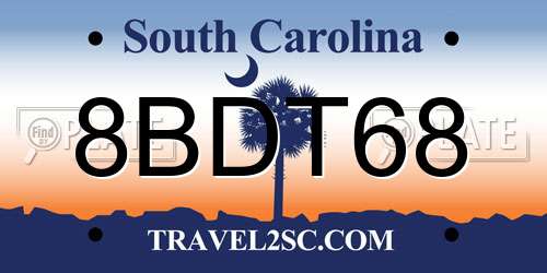 8BDT68 South Carolina License Plate