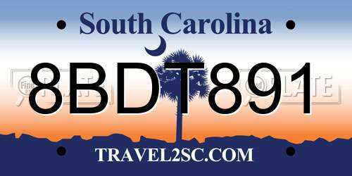 8BDT891 South Carolina License Plate