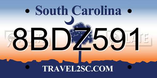 8BDZ591 South Carolina License Plate