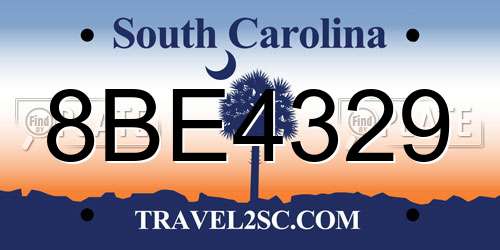 8BE4329 South Carolina License Plate