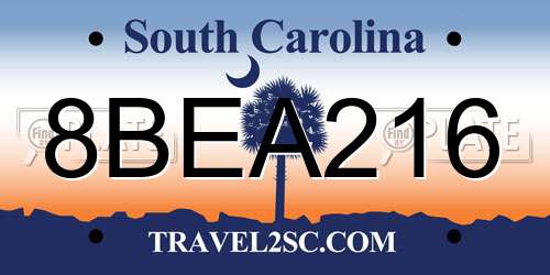 8BEA216 South Carolina License Plate
