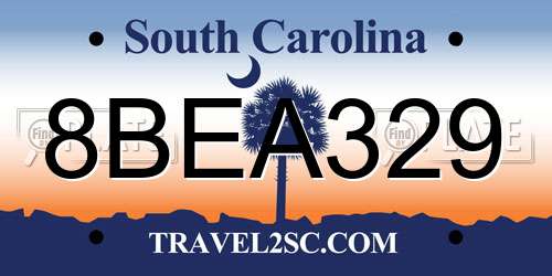 8BEA329 South Carolina License Plate
