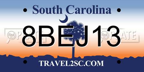 8BEJ13 South Carolina License Plate
