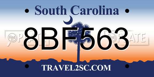 8BF563 South Carolina License Plate
