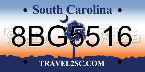 8BG5516 South Carolina License Plate