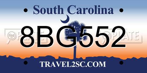 8BG552 South Carolina License Plate