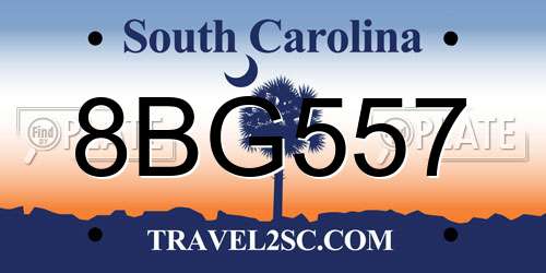 8BG557 South Carolina License Plate