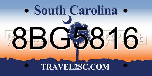 8BG5816 South Carolina License Plate
