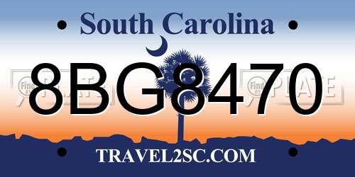 8BG8470 South Carolina License Plate