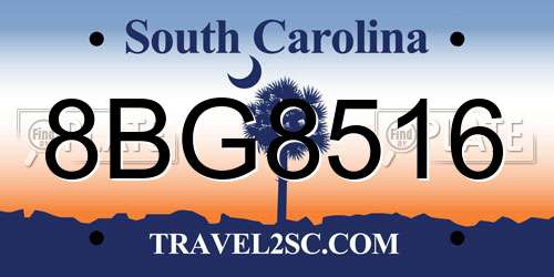 8BG8516 South Carolina License Plate