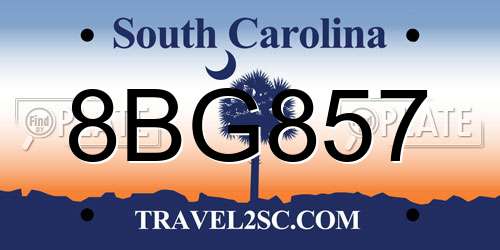 8BG857 South Carolina License Plate