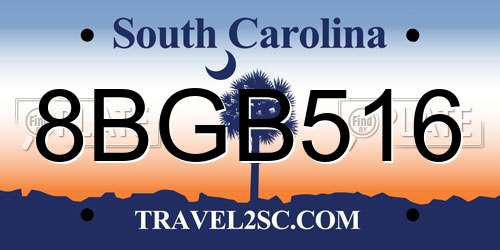8BGB516 South Carolina License Plate