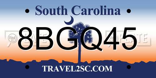 8BGQ45 South Carolina License Plate