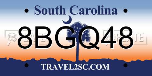 8BGQ48 South Carolina License Plate