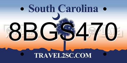 8BGS470 South Carolina License Plate
