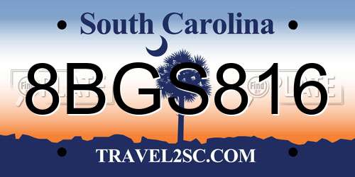8BGS816 South Carolina License Plate