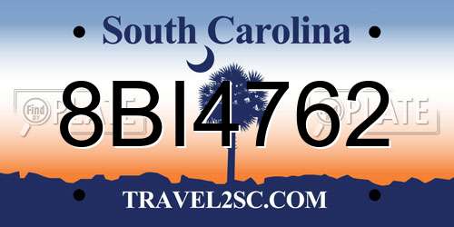 8BI4762 South Carolina License Plate