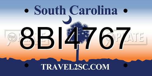8BI4767 South Carolina License Plate