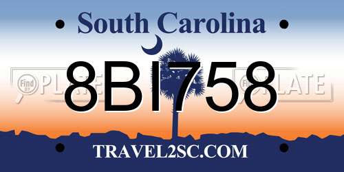 8BI758 South Carolina License Plate
