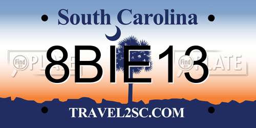 8BIE13 South Carolina License Plate