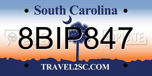 8BIP847 South Carolina License Plate