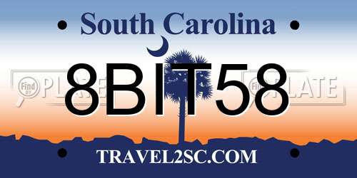 8BIT58 South Carolina License Plate