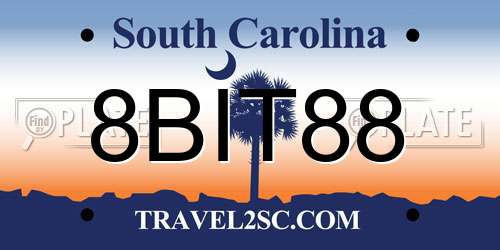 8BIT88 South Carolina License Plate