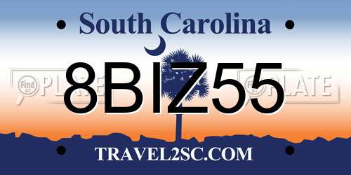 8BIZ55 South Carolina License Plate