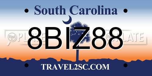 8BIZ88 South Carolina License Plate