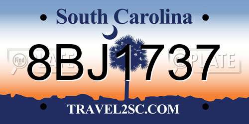 8BJ1737 South Carolina License Plate