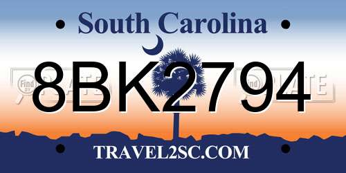8BK2794 South Carolina License Plate