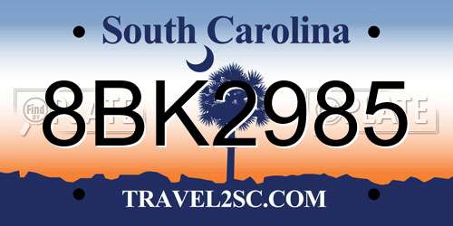 8BK2985 South Carolina License Plate
